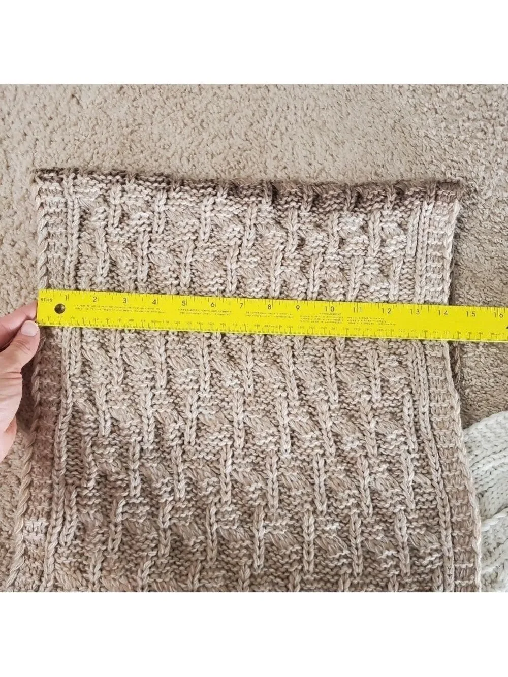 Treasure & Bond Cable Knit Scarf Or Accent Throw Cream Brown